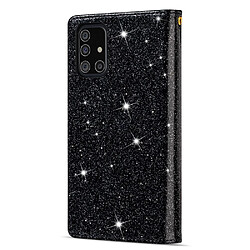 Etui en PU sculpture au laser de style étoilé scintillant noir pour votre Samsung Galaxy A51 SM-A515