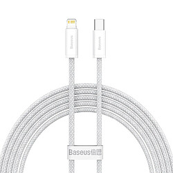 Baseus Câble de Charge et de Transfert USB-C / Lightning 2m 20W en Nylon Tressé Blanc