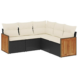 Maison Chic Ensemble de 5 Tables et chaises d'extérieur avec coussins,Salon de jardin noir résine tressée -GKD493436