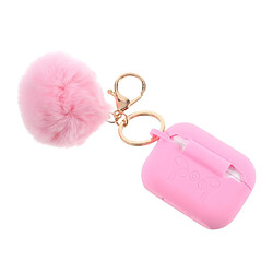 Coque en silicone avec boucle boule velue rose pour Apple AirPods Pro