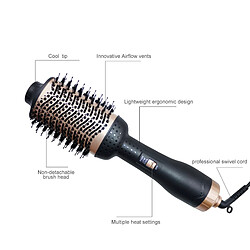 Universal Brosse à air chaud Peigne à air frais 2019 Dernier sèche-cheveux Sèche-cheveux fer permanent Sèche-cheveux à poils rotatifs Pro 2 en 1 |(Le noir) pas cher