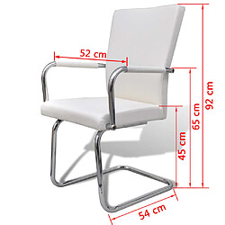 vidaXL Chaises à manger cantilever lot de 2 blanc similicuir pas cher