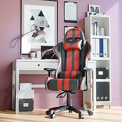 Fauteuil Gamer - BIGZZIA Chaise Gaming Ergonomique - Siège Gamer avec appui-tête et oreiller lombaires - Inclinable 90 °-155 ° -Noir et Rouge pas cher