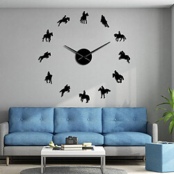 Acheter Horloge Murale Bricolage 3D Moderne Miroir Autocollant Maison Bureau Décoration Horloges Noir