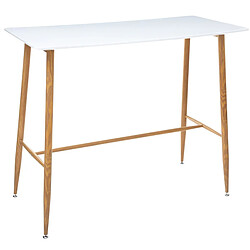 Table à manger / Bar en acier et bois coloris blanc - L.120 x l.60 x H.105 cm -PEGANE-