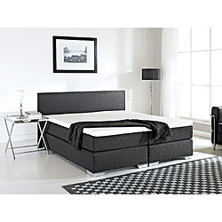 Beliani Lit boxspring en tissu noir noir 180x200 cm PRESIDENT