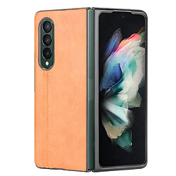 Coque en TPU + PU ligne de couture jaune pour votre Samsung Galaxy Z Fold3 5G