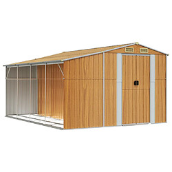 Helloshop26 Abri de jardin cabane cabanon maison de stockage remise extérieur hangar outils robuste clair 277 x 365,5 x 179 cm acier galvanisé marron 02_0022314