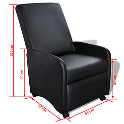 vidaXL Fauteuil pliable noir similicuir pas cher