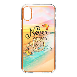 Avizar Coque iPhone X et XS Bi-matière avec Bague de Maintien Motif Plage Orange