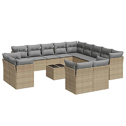 Maison Chic Salon de jardin avec coussins 14 pcs | Ensemble de Table et chaises | Mobilier d'Extérieur beige résine tressée -GKD22611