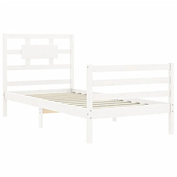 Maison Chic Lit adulte - Cadre Structure de lit avec tête de lit Contemporain blanc 90x200 cm bois massif -MN82464 pas cher