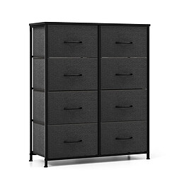 Helloshop26 Commode en tissu organiseur de rangement pour vêtements avec 8 tiroirs commode multifonctionnelle avec kits anti-basculement noir 20_0008345