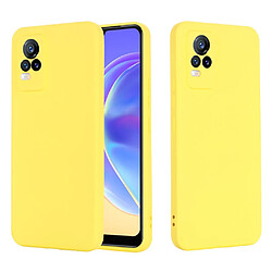 Coque en silicone qualité, antichoc, découpe précise couleur unie avec sangle jaune pour votre Vivo V21e 4G/Y73