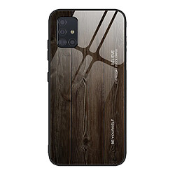 Coque en TPU peau en bois noir pour votre Samsung Galaxy A51