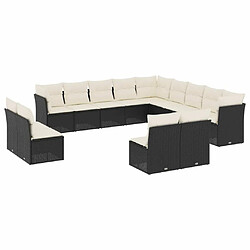 Maison Chic Salon de jardin avec coussins 13 pcs, Ensemble Tables et chaises de jardin, noir résine tressée -GKD186834