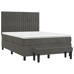 Avis Maison Chic Lit Adulte - Lit simple Lit à sommier tapissier et matelas moelleux - Meuble de Chambre - Gris foncé 140x190cm Velours -MN50137