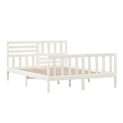 Avis vidaXL Cadre de lit sans matelas blanc bois de pin massif