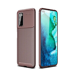 Wewoo Coque Pour Huawei Honor V30 / V30 Pro Beetle Series Housse en TPU antichoc fibre de carbone marron