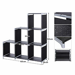 Avis SONGMICS Étagère escalier de 6 Cases Bibliothèque Meuble de Rangement en Tissu Non-tissé 105 x 29 x 105 cm Noir LSN63H