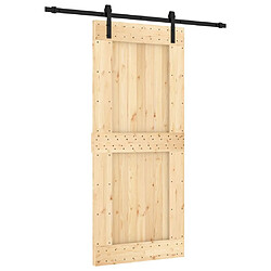 vidaXL Porte coulissante et kit de quincaillerie 90x210 cm pin massif