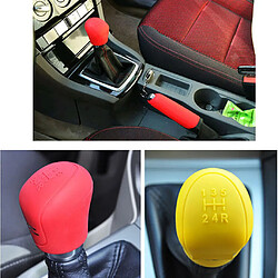 Avis 2pcs pommeau de levier de vitesses de voiture coffre + manchon de frein en silicone manchon jaune