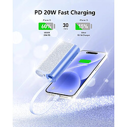 SANAG Power Bank 20 W Pd Petit Mais Puissant, Batterie Externe De 10 000 Mah Avec Câble Apple Bi-Directionnel Intégré Vers Usb C, 1 X Usb-C, Batterie Externe De Téléphone Portable Avec Led Compatible pas cher