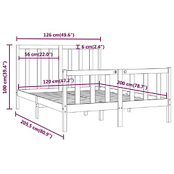 vidaXL Cadre de lit sans matelas 120x200 cm bois massif pas cher