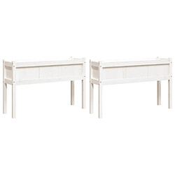 Maison Chic Lot de 2 Jardinières,Bac à fleurs - pot de fleur avec pieds blanc bois de pin massif -GKD38740