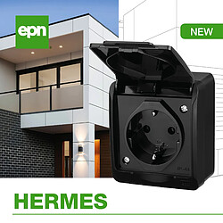 Avis asvendo elektro HERMES Série moderne en saillie / interrupteur / double interrupteur / prise multiple / protection contre l'eau IP44 / extérieur / noir (1 prise)