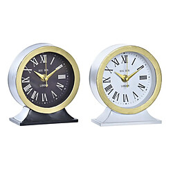 Look & Feel Horloge de table DKD Home Decor Verre Noir Blanc Fer (12 x 6 x 13 cm) (2 Unités)