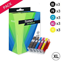 Pack 15 Cartouches d encre compatibles Canon PGI570/CLI571 noires et couleurs de marque Toner Services