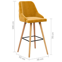 vidaXL Tabourets de bar lot de 2 jaune velours pas cher