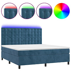 vidaXL Sommier à lattes de lit matelas et LED Bleu foncé 180x200 cm