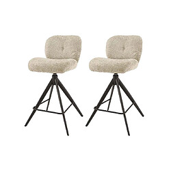 Lisa Design Arani - lot de 2 tabourets de bar pivotants - en tissu bouclette sable