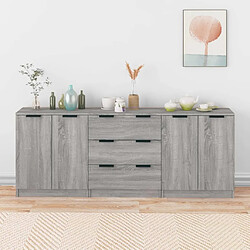 vidaXL Buffets 3 pcs Sonoma gris Bois d'ingénierie