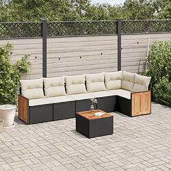 Maison Chic Ensemble Tables et chaises d'extérieur 7pcs avec coussins,Salon de jardin noir résine tressée -GKD443273