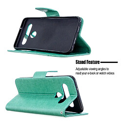 Etui en PU empreinte papillon avec support vert pour votre LG K61