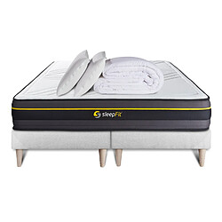 Sleepfit Pack matelas ACTIVE 180x200 + double sommiers blanc 90x200 + Couette + 2 oreillers