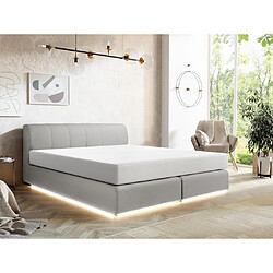 Avis Vente-Unique Ensemble complet boxspring tête de lit + sommier avec leds + matelas - 160 x 200 cm - Tissu - Gris - OTARU de YSMÉE