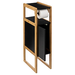 Pegane Dérouleur papier toilette avec réserve en panneau de particules coloris noir/naturel - Longueur 33 x Profondeur 20 x Hauteur 80 cm