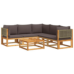 vidaXL Salon de jardin avec coussins 6 pcs bois d'acacia solide