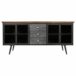 Buffet Alexandra House Living Marron Gris Bois Métal 42 x 74 x 164 cm pas cher