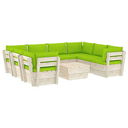 Maison Chic Salon de jardin palette 9 pcs avec coussins - Table et chaises d'extérieur - Mobilier/Meubles de jardin Moderne épicéa imprégné -MN51296