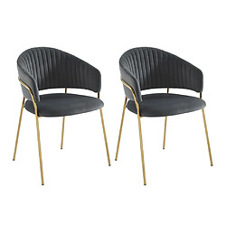 Lot de 2 chaises en velours et métal doré - Gris - MADOLIA de Pascal MORABITO