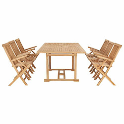 Maison Chic Mobilier de salle à manger d'extérieur,Meuble à dîner d'extérieur 7 pcs 150-200x100x75 cm Teck massif -GKD876300