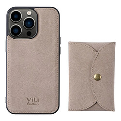 Coque en TPU + PU VILI détachable 2-en-1, magnétique avec porte-carte kaki pour votre iPhone 13 Pro 6.1 pouces