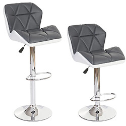 Mendler Tabouret de bar HWC-A92, tabouret de bar, cuir synthétique réglable en hauteur ~ gris