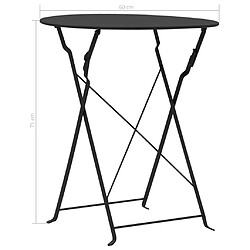 vidaXL Ensemble de bistro 3 pcs Acier Noir pas cher