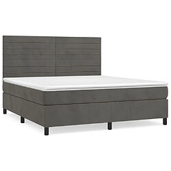 Maison Chic Lit Adulte - Lit simple Lit à sommier tapissier et matelas moelleux - Meuble de Chambre - Gris foncé 160x200cm Velours -MN14998